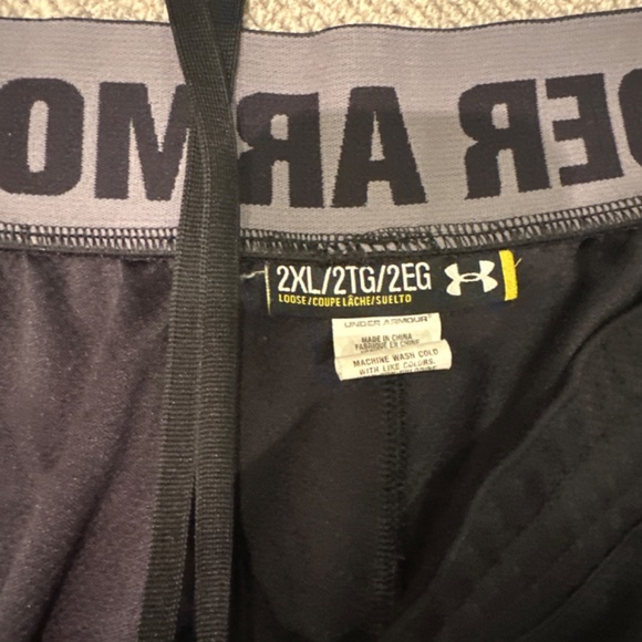 UNDER ARMOUR BLACK LOOSE FIT ATHLETIC PANTS WITH POCKETS, DRAWSTRING AND DETAILS - Picture 5 of 8